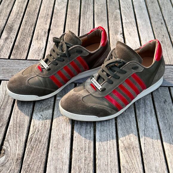 Dsquared2 Sneakers Men Size 44 EU 11 US Green Red Suede Canvas Shoes VGP - Picture 3 of 15